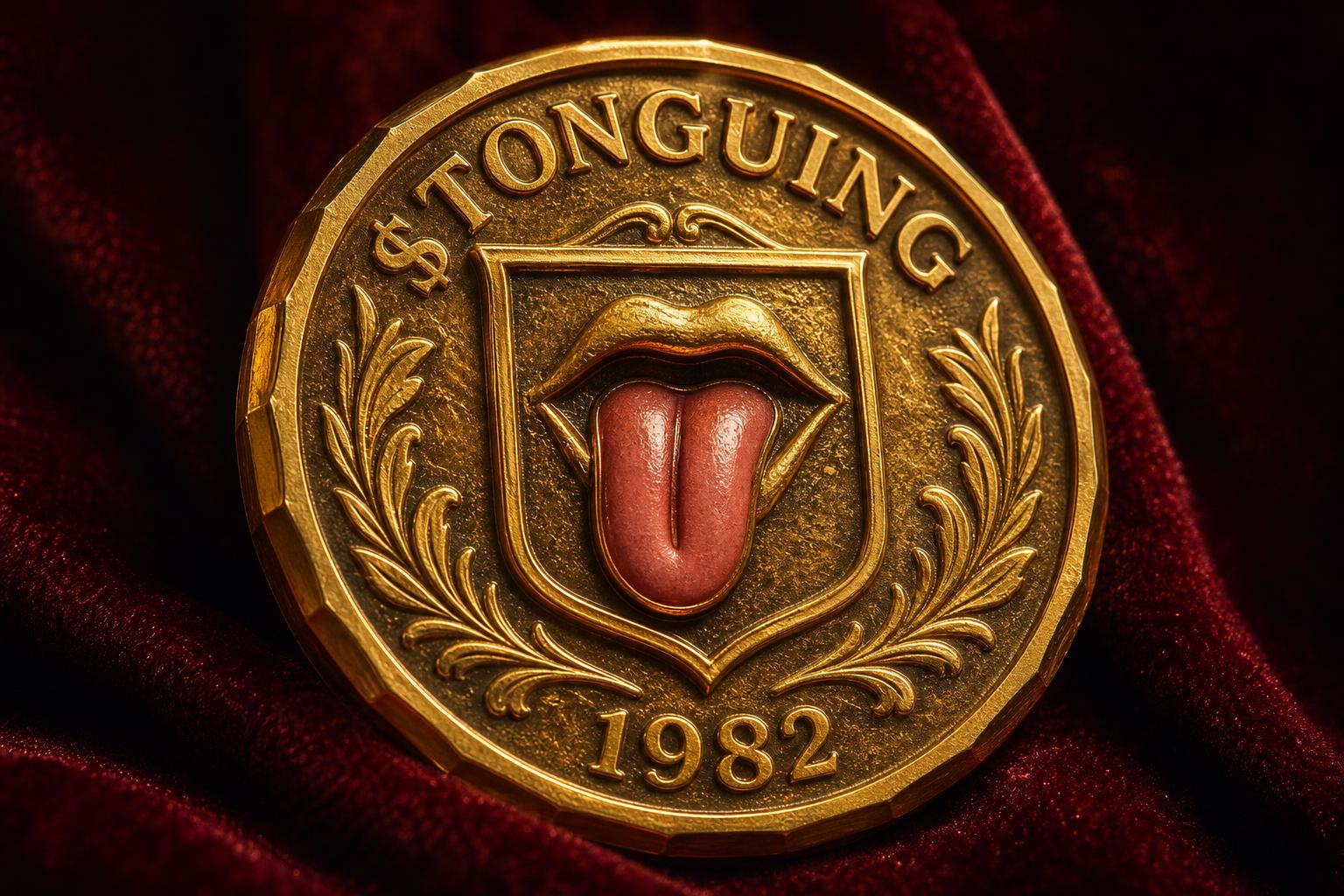 Embossed gold $TONGUING collector coin, struck 1982.
